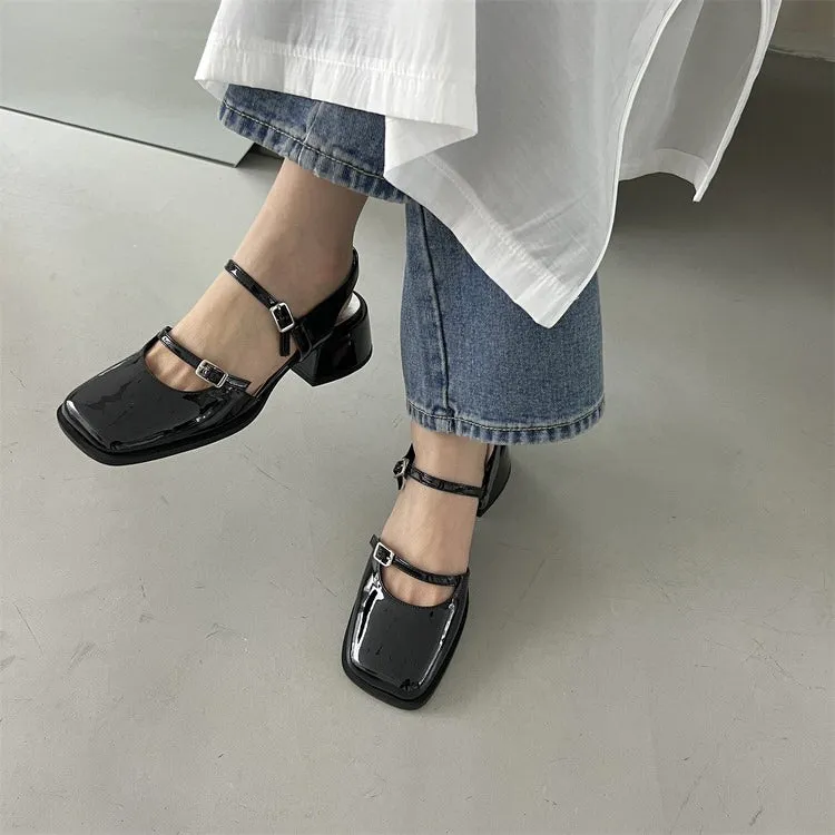 Square Toe Mary Jane Shoes