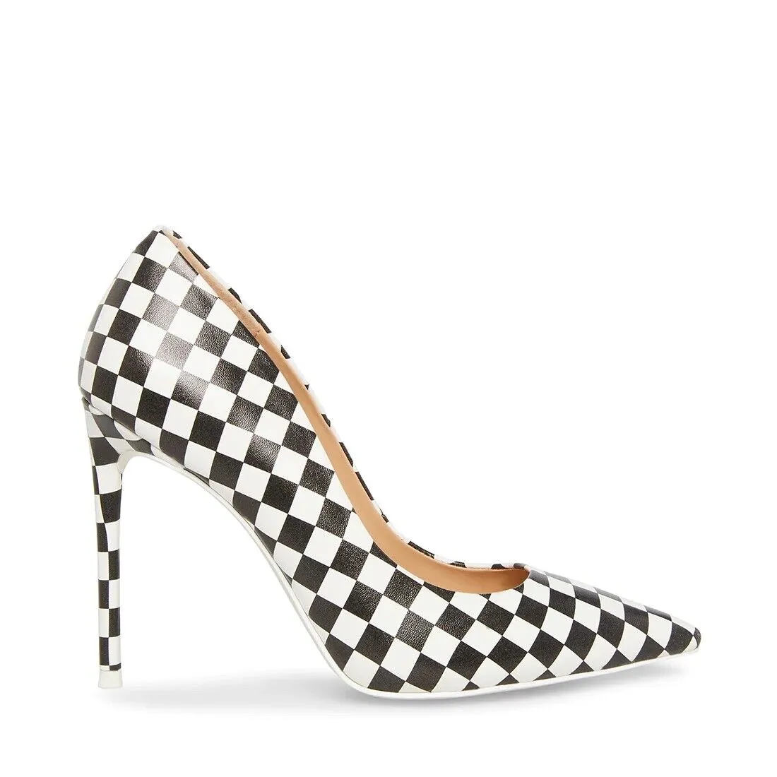 Steve Madden Vala Black/White Pointed Closed Toe Stilleto Heel Slip On Pumps
