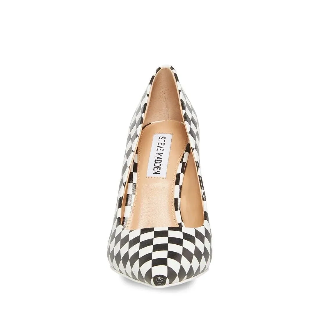 Steve Madden Vala Black/White Pointed Closed Toe Stilleto Heel Slip On Pumps