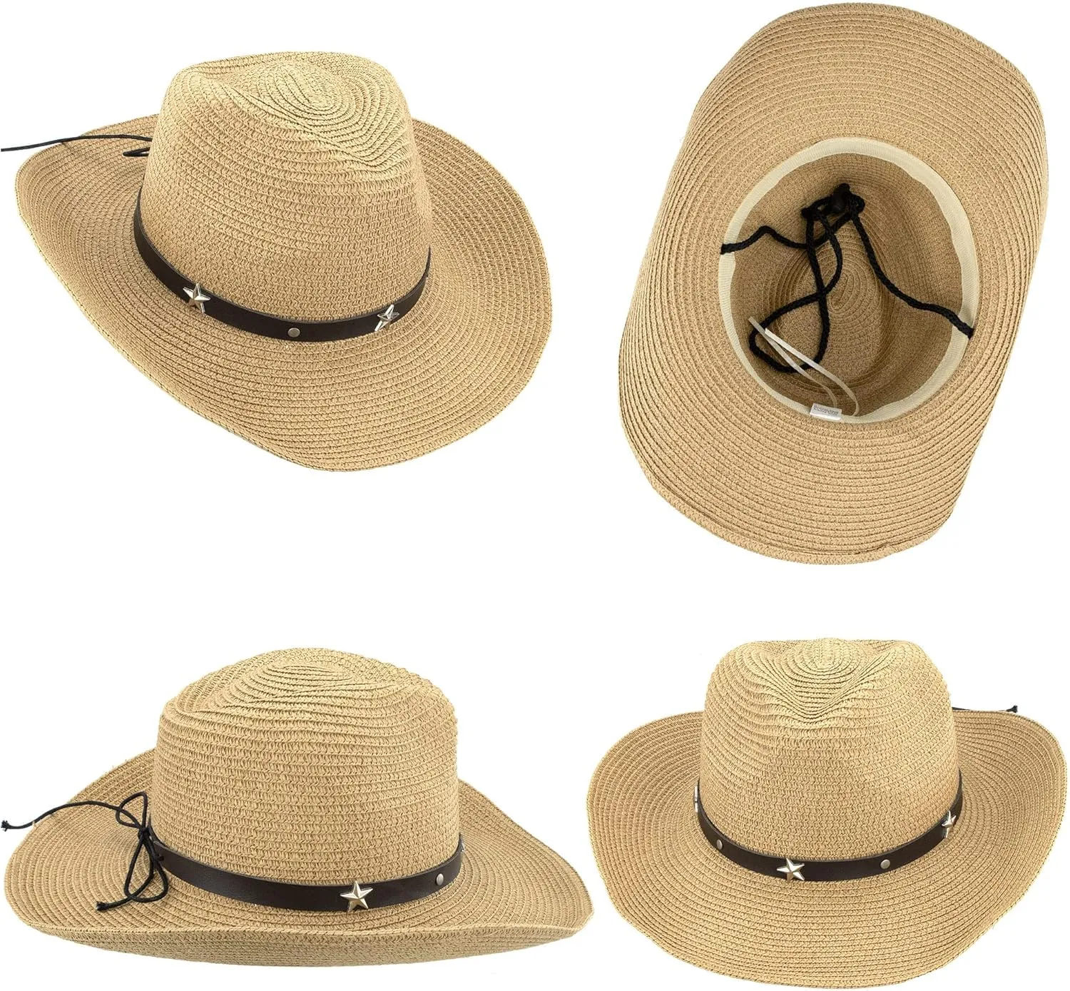 Straw Cowboy Hat for Toddler Girls Boys, Summer Beach Straw Sun Hat Cowgirl Western-Hat for Kid