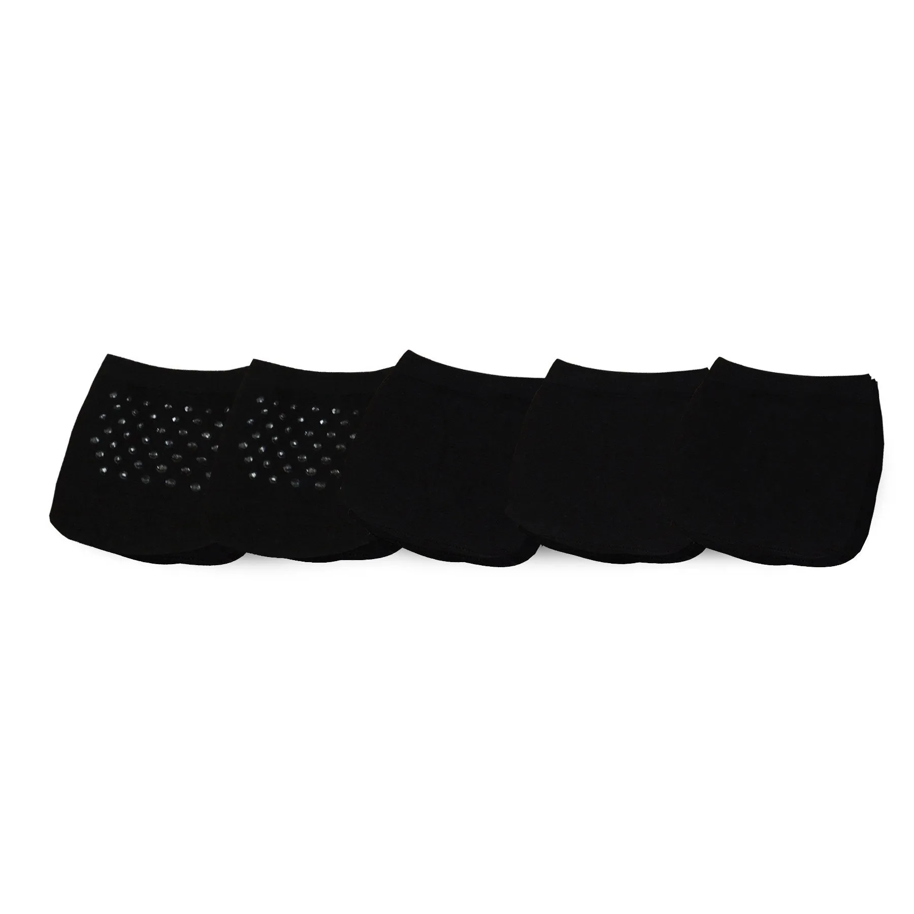 TeeHee Socks Women's Toe Topper Nylon No Show Black 5-Pack (11785)