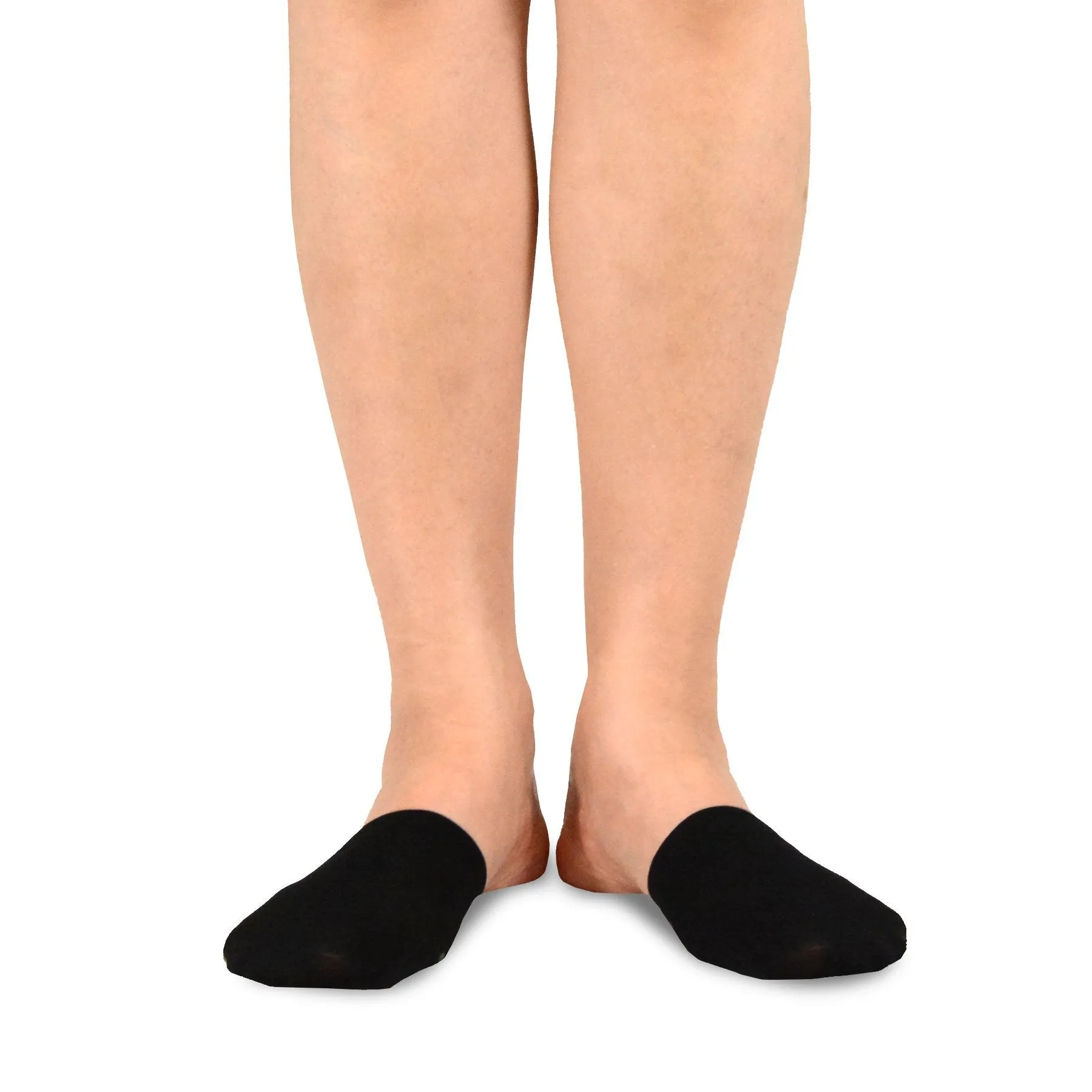 TeeHee Socks Women's Toe Topper Nylon No Show Black 5-Pack (11785)