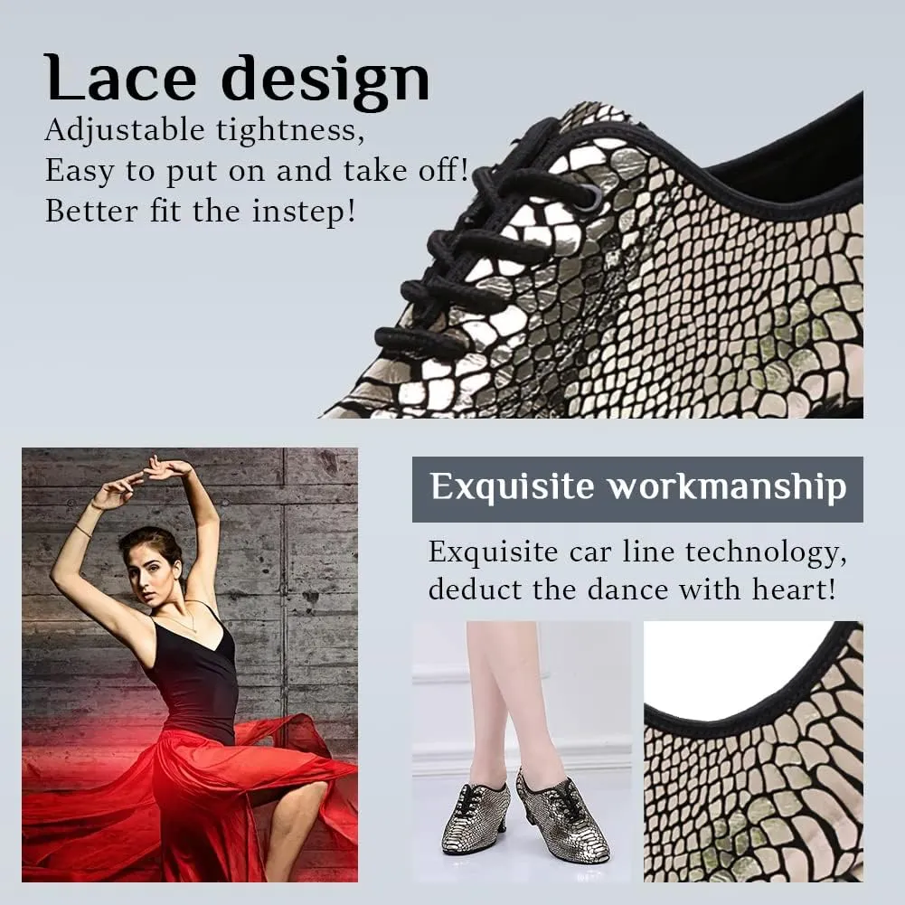 YKXLM Women Standard Practice Social Dance Sneaker Beginner Dance Practice Shoes for Women Low Heel Ballroom