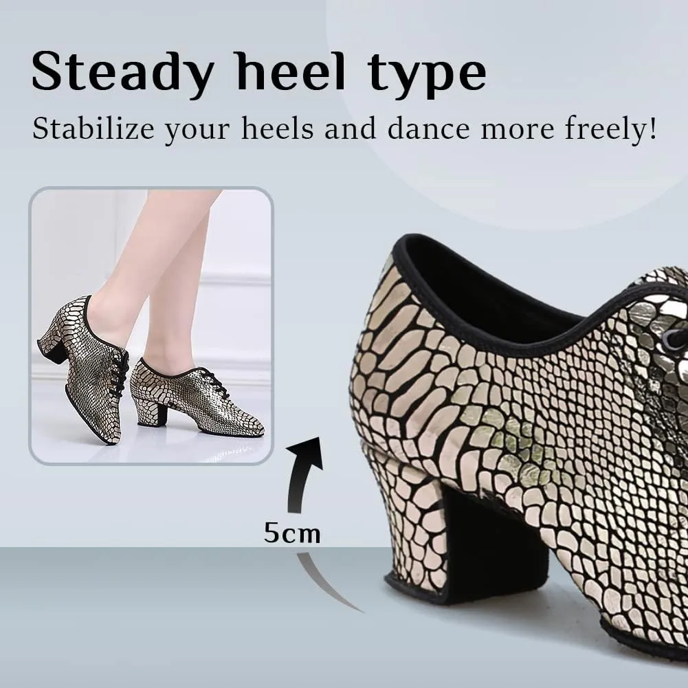 YKXLM Women Standard Practice Social Dance Sneaker Beginner Dance Practice Shoes for Women Low Heel Ballroom
